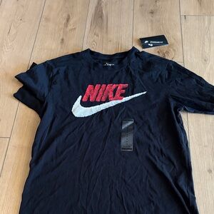 Nike Men's Black Tee with Red and White Logo